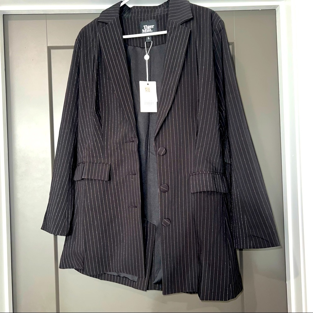 Tiger Mist Pinstripe Black Blazer